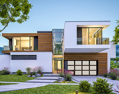 Porte de garage en aluminium à vue complète de style villa personnalisée spécialisée